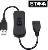 Staza® USB A verlengkabel met aan/uit stroom schakelaar | 30 CM | USB on/off power switch | géén dataoverdracht