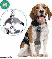 Mmoods Hondentuigje Grijs - Anti-Trek Tuig voor Puppy's - Hondenharnas voor Gemiddelde Honden - Reflecterende Halsband Hond - Hondenhalsband Maat M