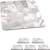 Onderzetters voor glazen - Glanzend parelmoer van dichtbij uit de natuur - 10x10 cm - Glasonderzetters - 6 stuks