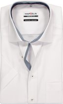 MARVELIS comfort fit overhemd - korte mouw - wit (blauw contrast) - Strijkvrij - Boordmaat: 42