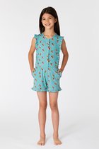Woody jumpsuit meisjes - zeegroen - mandrill aap all-over print - 221-1-OND-Z/979 - maat 116