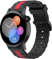 Strap-it Siliconen Special Edition bandje - geschikt voor Huawei Watch GT 2 42mm / GT 3 42mm / GT 3 Pro 43mm - zwart/rood/blauw