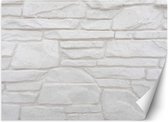 Trend24 - Behang - Witte Stenen Muur - Vliesbehang - Behang Woonkamer - Fotobehang - 350x245 cm - Incl. behanglijm