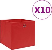 vidaXL Opbergboxen 10 st 28x28x28 cm nonwoven stof rood  VDXL_325221