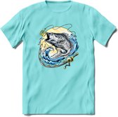 Vissen T-Shirt | Grappig Verjaardag Vis Hobby Cadeau Shirt | Dames - Heren - Unisex | Tshirt Hengelsport Kleding Kado - Licht Blauw - XXL