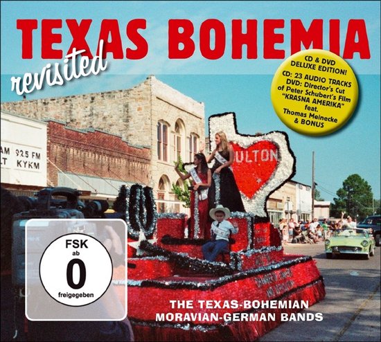 Cd hoes met de tekst Texas Bohemia revisited. Op de hoes een praalwagen in de vorm van Texas met daarop drie personen en de tekst Fulton.