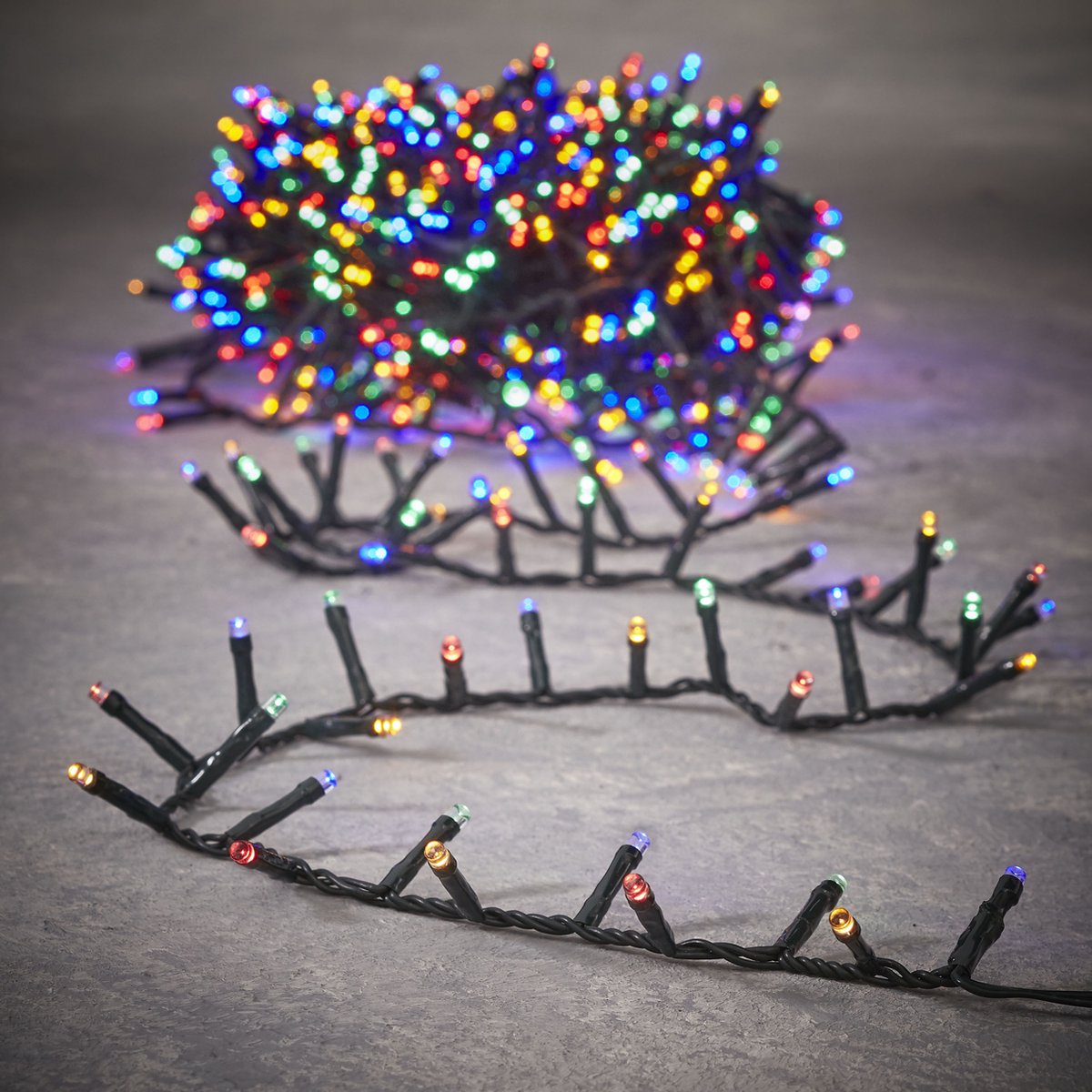 Luca Lighting kerstverlichting lichtsnoer - buiten - 370 lampjes meerkleurig - flashfunctie - 740 cm