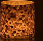 J-Line Theelichthouder Cilinder Mozaiek Glas Grijs Medium