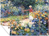 Tuinschilderij In de tuin - Schilderij van Claude Monet - 80x60 cm - Tuinposter - Tuindoek - Buitenposter