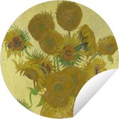 Tuincirkel Zonnebloemen - Schilderij van Vincent van Gogh - 60x60 cm - Ronde Tuinposter - Buiten