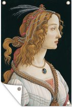 Tuinposter - Tuindoek - Tuinposters buiten - Geïdealiseerd portret van een dame - schilderij van Sandro Botticelli - 80x120 cm - Tuin
