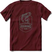Fishing - Vissen T-Shirt | Grappig Verjaardag Vis Hobby Cadeau Shirt | Dames - Heren - Unisex | Tshirt Hengelsport Kleding Kado - Burgundy - XXL