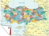 Tuinschilderij Gekleurde kaart van Turkije met de vlag - 80x60 cm - Tuinposter - Tuindoek - Buitenposter