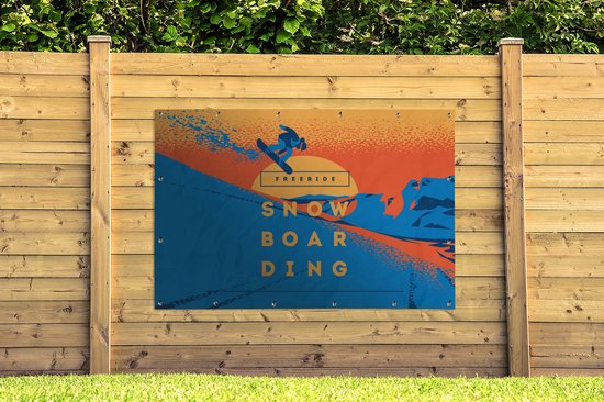Décoration murale 'Freeride snowboarding' - Citations - Proverbes - Lever du soleil - 180x120 cm - Poster jardin - Toile jardin - Poster extérieur