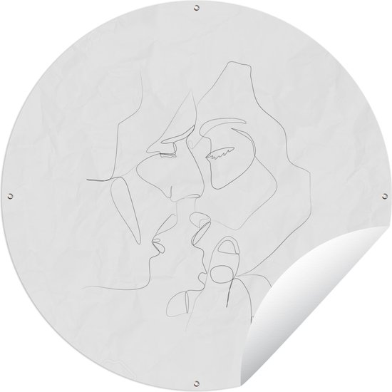 Tuincirkel Relatie - Line art - Liefde - 150x150 cm - Ronde Tuinposter - Buiten