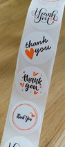 Thank You stickers 500!! stuks! Oranje - Orange - Sluitstickers - Sluitzegel - Bedankt - Thanks - Small Business - Envelopsticker - Traktatie zakje - Cadeau - Cadeauzakje - Kado -