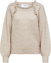 Selected Femme Lulu LS Knit Square Neck Birch Melange