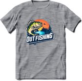 Fishing - Vissen T-Shirt | Beige | Grappig Verjaardag Vis Hobby Cadeau Shirt | Dames - Heren - Unisex | Tshirt Hengelsport Kleding Kado - Donker Grijs - Gemaleerd - XL