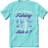 A Day Without Fishing - Vissen T-Shirt | Paars | Grappig Verjaardag Vis Hobby Cadeau Shirt | Dames - Heren - Unisex | Tshirt Hengelsport Kleding Kado - Licht Blauw - XL