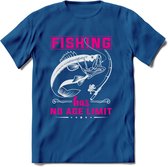 Fishing Has No Age Limit - Vissen T-Shirt | Roze | Grappig Verjaardag Vis Hobby Cadeau Shirt | Dames - Heren - Unisex | Tshirt Hengelsport Kleding Kado - Donker Blauw - S