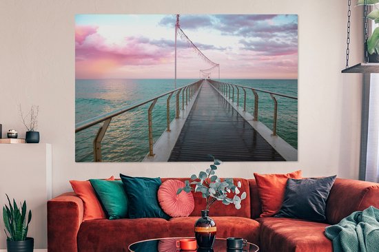 Tableau sur toile Coucher de soleil catalan au bord de la mer en Espagne - 180x120 cm - Décoration murale XXL