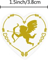 Valentijn Stickers 50 Stuks! - Sluitsticker - Sluitzegel - Extra Groot Hart - 3,8 cm Valentijnsdag stickers - Goud - Doorzichtig - Hartjes - Harten - Cupido - Happy Valentinesday - Valentines - Love - Envelop Stickers - Cadeau - Chique inpakken