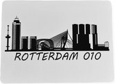 Rotterdam 010 witte magneet met de skyline van Rotterdam - 9cm bij 6,6cm