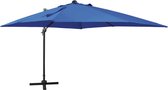 vidaXL Zweefparasol met paal en LED-verlichting 300 cm azuurblauw