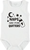 Baby Rompertje met tekst 'Naps are for quiters' | mouwloos l | wit zwart | maat 62/68 | cadeau | Kraamcadeau | Kraamkado