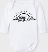 Baby Rompertje met tekst 'Mommy's sunshine' | Lange mouw l | wit zwart | maat 62/68 | cadeau | Kraamcadeau | Kraamkado