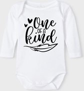 Baby Rompertje met tekst 'One of a kind' |Lange mouw l | wit zwart | maat 50/56 | cadeau | Kraamcadeau | Kraamkado