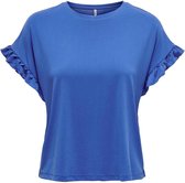 Only T-shirt Onlfree Life S/s Frill Top Jrs 15252456 Strong Blue Dames Maat - M