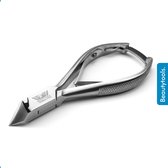 BeautyTools Professionele Nagelknipper -  Kopknipper / Dwarssnittang voor (Harde) Teennagels, Kalknagels en Ingegroeide Nagelhoeken - Gebogen Snijvlak 21 mm - INOX (NN-0003)