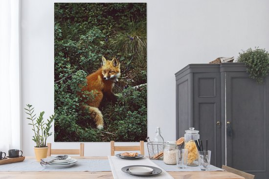 Toile Peinture Renard - Nature - Forêt - 120x180 cm - Décoration murale XXL