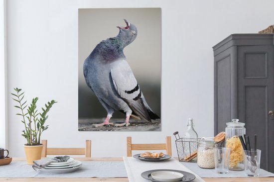 Tableau Peinture Pigeon Chanteur - 80x120 cm - Décoration murale