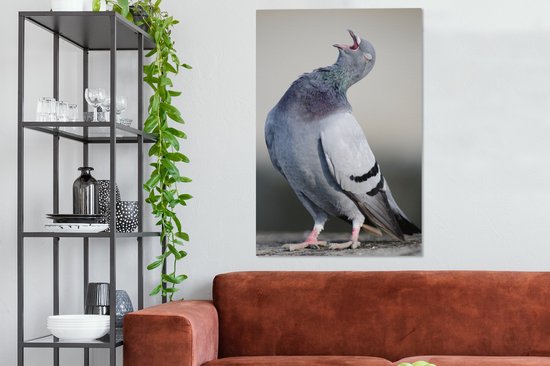 Tableau Peinture Pigeon Chanteur - 80x120 cm - Décoration murale