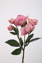 Kunstbloem - Helleborus - kerstroos - topkwaliteit decoratie - 2 stuks - zijden bloem - Roze - 29 cm hoog