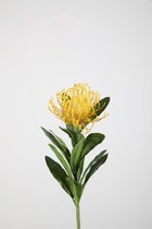 Kunstbloem - Leucospermum - topkwaliteit decoratie - 2 stuks - zijden bloem - Geel - 66 cm hoog