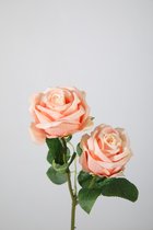 Kunstbloem - Roos - topkwaliteit decoratie - 2 stuks - zijden bloem - Peach Zalm - 48 cm hoog