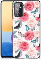 Telefoontas Geschikt voor Samsung Galaxy M52 Smartphone Hoesje met Zwarte rand Butterfly Roses