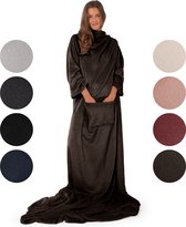 Blumtal - Fleece deken met mouwen - Hoodie Deken - Fleece Plaid -  170 x 200 cm - Donkerbruin