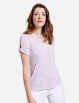 TAIFUN Dames Basic shirt met geraffineerde korte mouwen