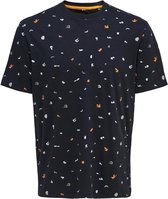 Only & Sons T-shirt Onskerby Reg Ss Aop Tee Cs 22021866 Dark Navy Mannen Maat - M