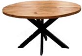 Eettafel  - houten tafel Ø 120 cm  - metaal onderstel  -  Hcm