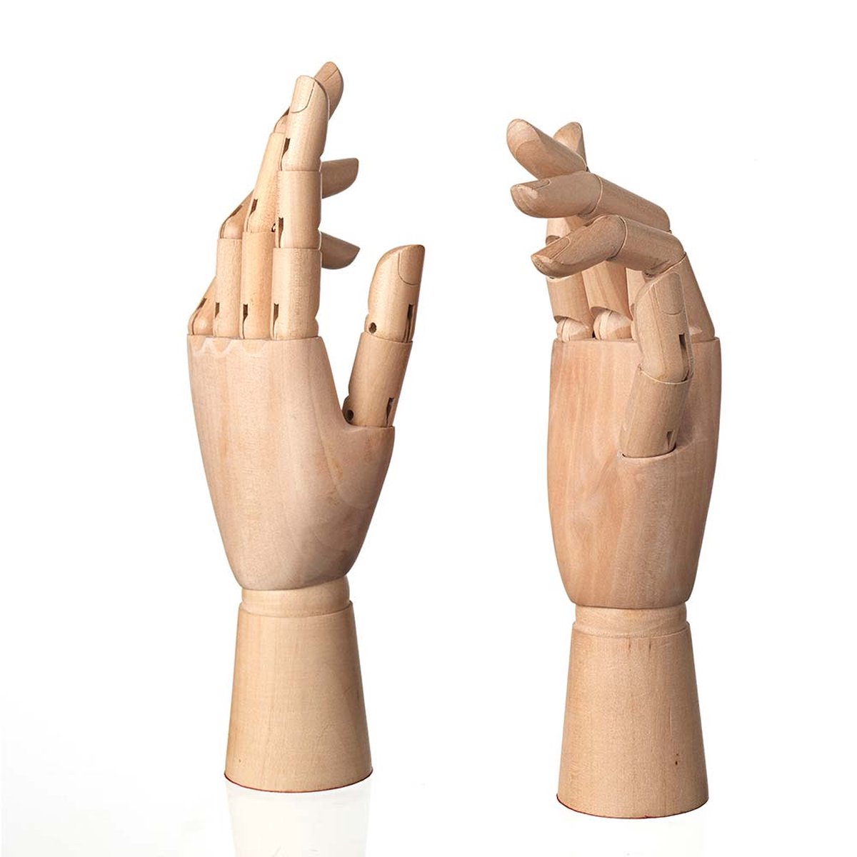 2 beweegbare houten handen
