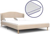 Decoways - Bed met traagschuim matras stof beige 140x200 cm