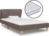 Decoways - Bed met traagschuim matras stof taupe 90x200 cm