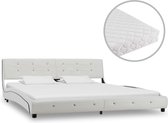 Decoways - Bed met matras kunstleer wit 180x200 cm