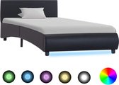 Decoways - Bedframe met LED kunstleer zwart 100x200 cm