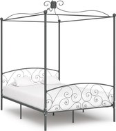 Decoways - Hemelbedframe metaal grijs 140x200 cm